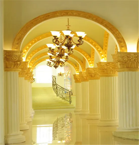 10x10FT Light Yellow Arch Hallway Round Pillars Lamp Steps Handrail