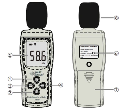 Профессиональный цифровой измеритель уровня звука AS804 Smart Senosr измерительный 30-130дб шум дБ, децибел Тестер для мониторинга диагностический инструмент