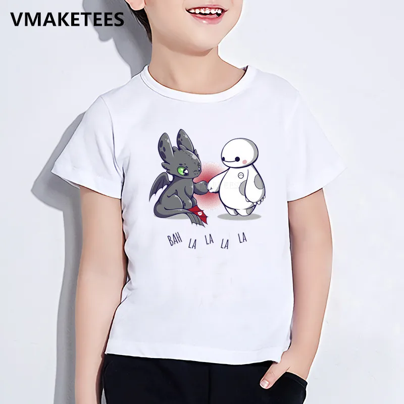 Детская летняя футболка с круглым вырезом для мальчиков и девочек детская футболка с принтом «Беззубик и Ночная фурия» забавная повседневная одежда для малышей HKP5272
