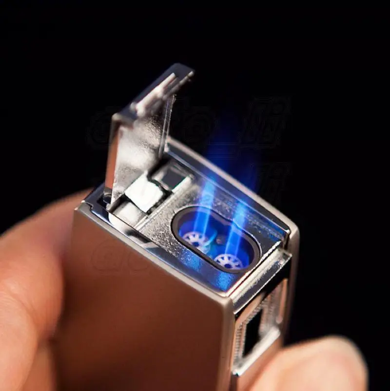 CIGAR LIGHTER Cutter Set 2 TORCH JET FLAME With 3 Cigar Punch
