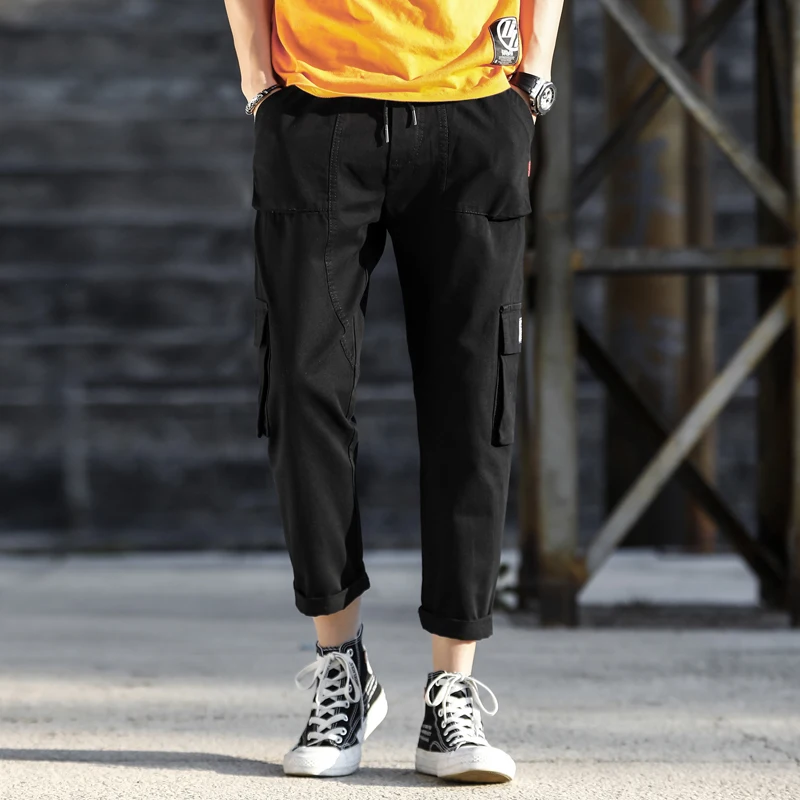

spring/summer 2019 men's cargo pants popular loose-fit multi-pocket casual pants 9-point pants