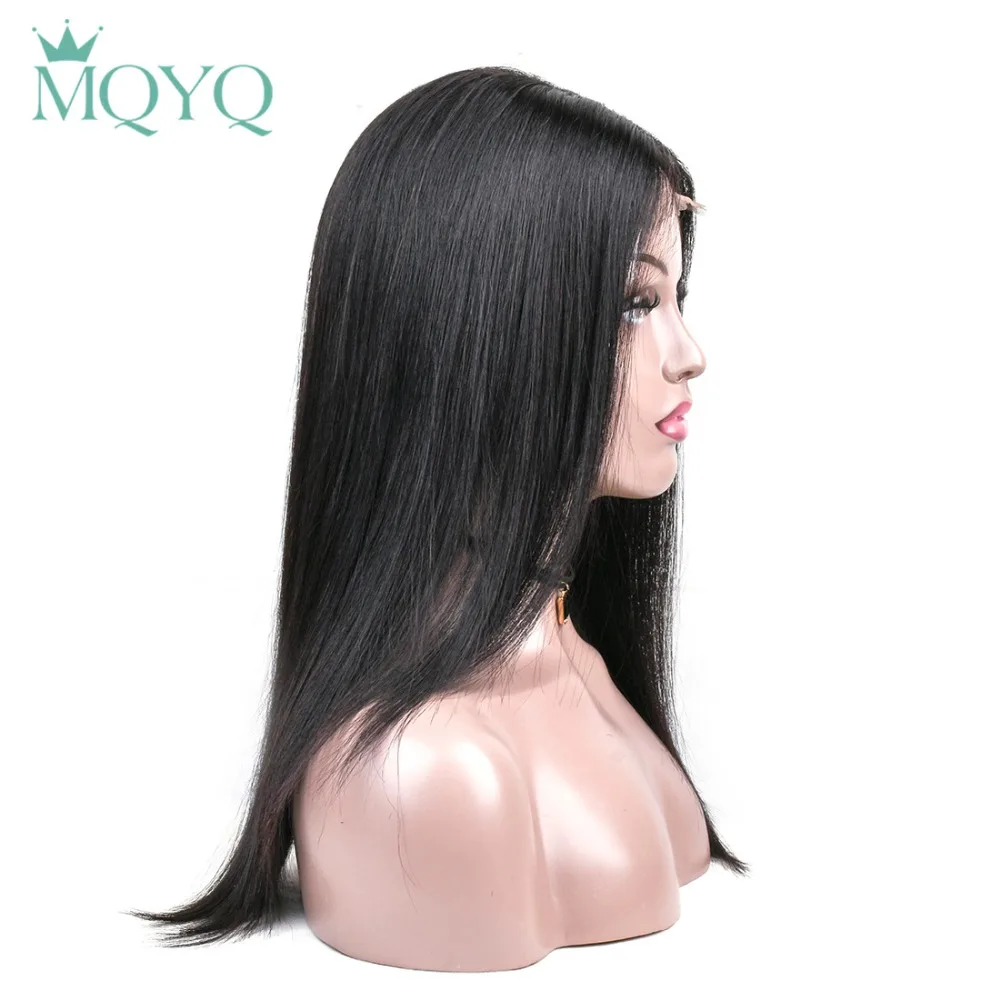 Beli Mqyq Lurus U Bagian Wig 4*4 Renda Frontal Rambut Manusia Wig untuk Hitam Wanita Brasil Remy Rambut Wig sutra Warna Alami Wig