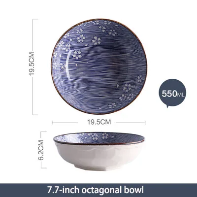 EECAMAIL вишневый цвет в японском стиле, креативная керамическая миска для еды, миска для супа, миска Ramen, домашняя тарелка для рыбы, тарелка для суши - Цвет: SMALL octagonal bowl