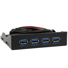 USB 3.0 4 Ports Front Panel HUB Combo Adapter Bracket USB3.0 Bay Internal with 15 pin SATA Power Cable 3.5″ Floppy Bay Disk