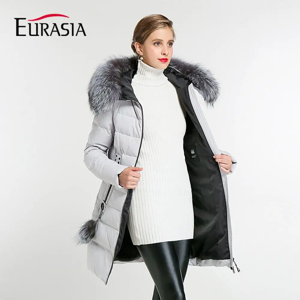 Женская зимняя куртка с капюшоном EURASIA длинная в новом дизайне плотная хлопковая