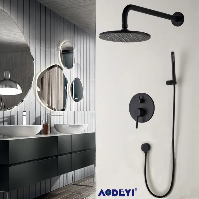 Br Black Bathroom Shower Set 8 Rianfall Head Br Black Bathroom Shower Set 8 Rianfall Head Faucet Wall Mounted Arm