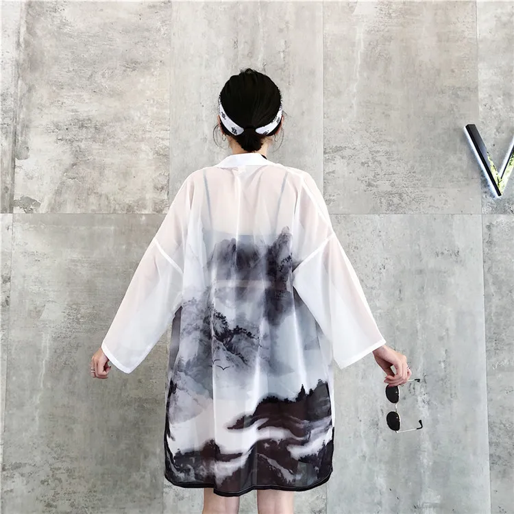 Солнцезащитный Женский японский традиционный кардиган-кимоно, китайский Восточный тонкий длинный халат, одежда Haori