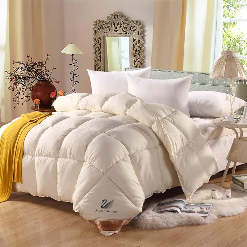 GraspDream белый утиный пух/гусиный пух зимнее одеяло комфортное одеяло пододеяльник с хлопковым покрытием Твин Квин Кинг Размер - Цвет: Yellow