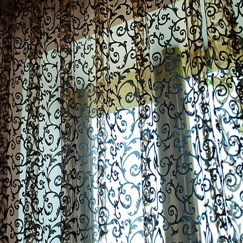 

100x200cm Fashion Curtain Window Screening Finished Product 4 Colors Print Sheer Curtain panel