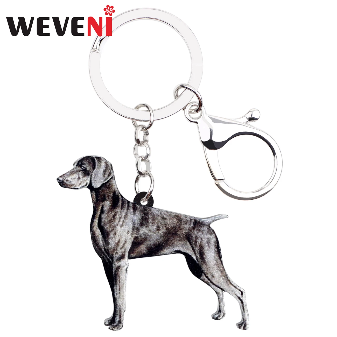 

WEVENI Acrylic Weimaraner Dog Key Chain Keychains Holders Animal Jewelry For Women Girls Pet Lovers Gift Bag Car Pendant Charms