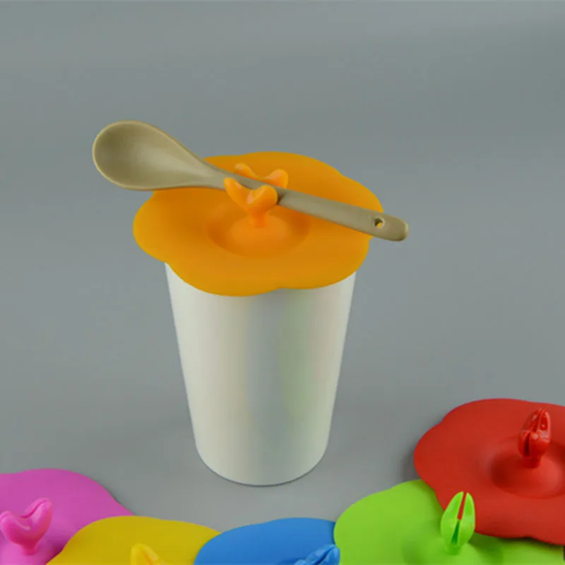 Мультяшная противопылевая силиконовая стеклянная крышка для чашки кофейная кружка силиконовая милая форма цветка сливы Подарочная крышка для чашки