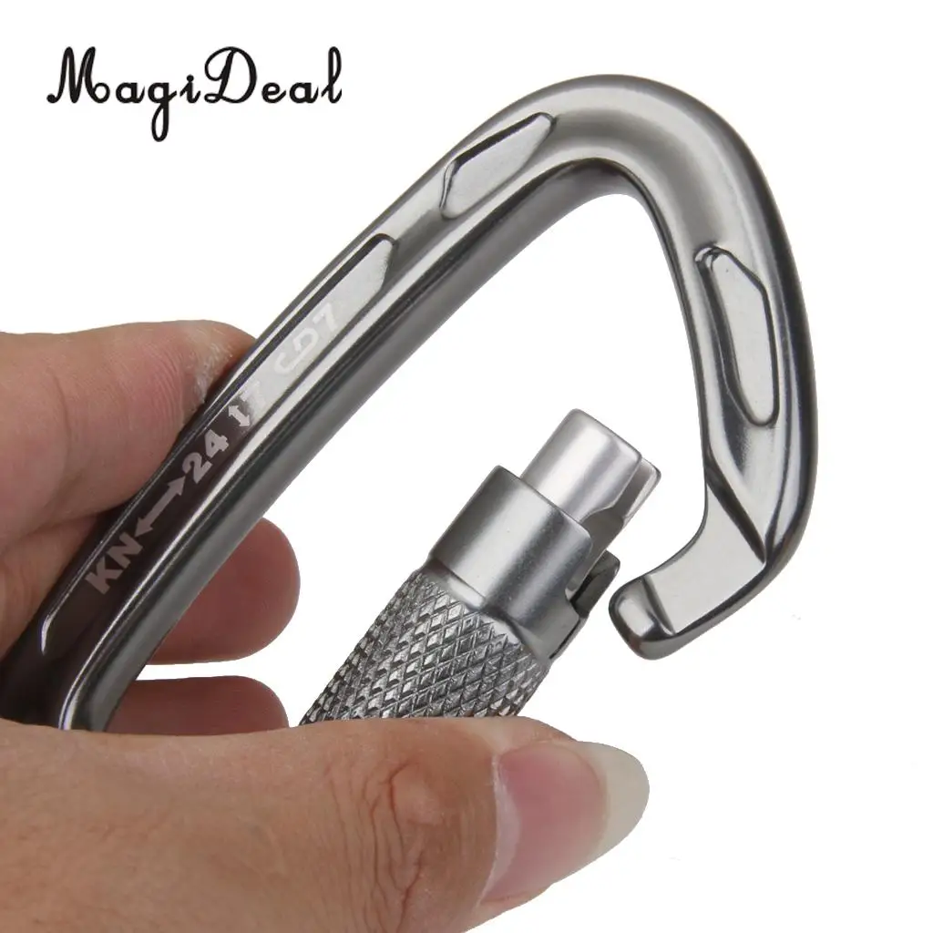 MagiDeal 24KN Screw Lock Climbing Carabiner + 35KN Figure 8 Abseil Rope Descender