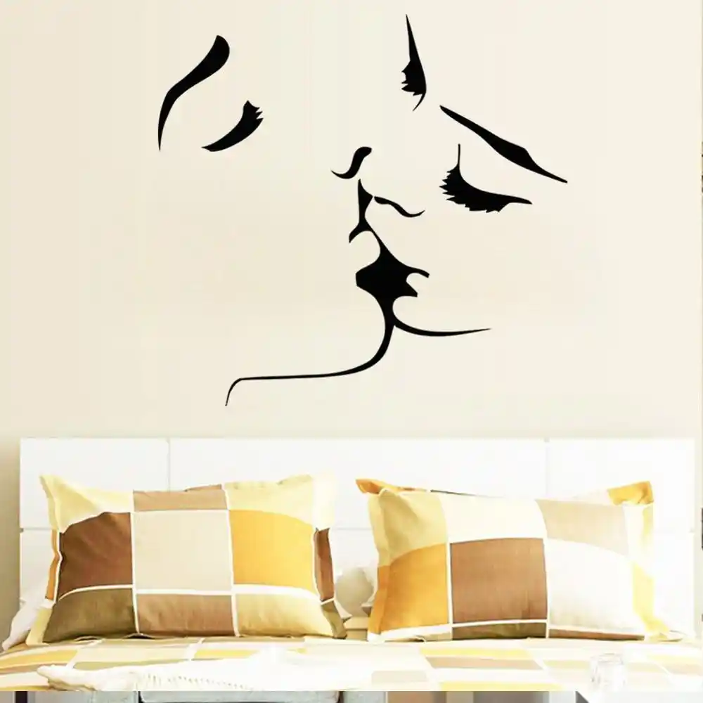 1pc Wall Sticker Chic Couple Kiss Stylish Wallpaper for Home Bedroom Living Room