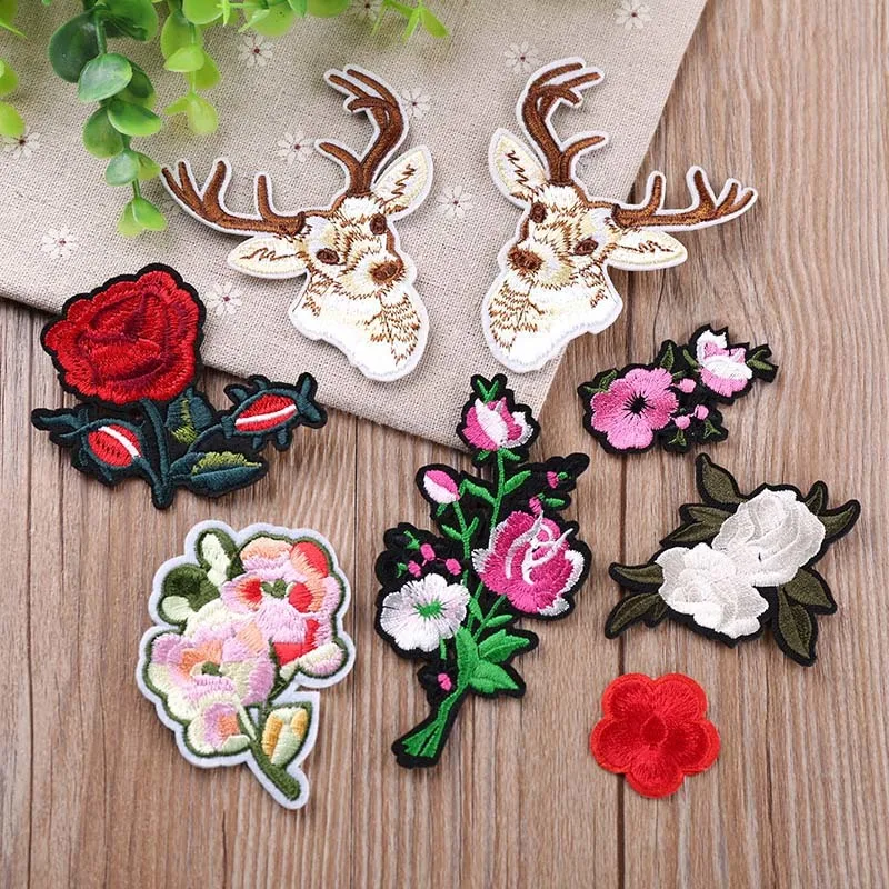 

1Pcs Flower Embroidery Patch Heat Transfers Iron On Sew On Patches for DIY T-shirt Clothes Stickers Decorative Appliques 47296
