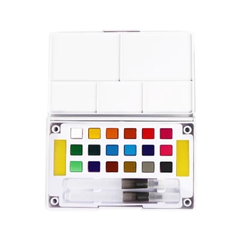 

18/24/36 Colors Solid Watercolor Paint Set Professional Box With Paintbrush Portable Watercolor Pigment Set Art Supplies