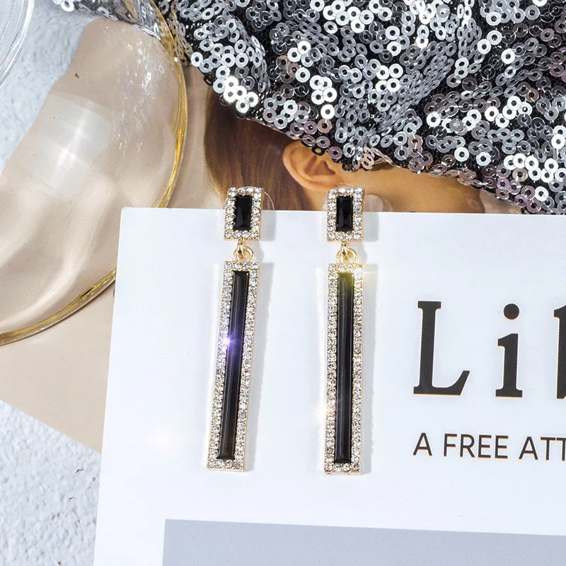 

Square Drop Earrings For Women long earrings Metal Dangle Shiny Christmas Gift Jewelry Trendy Bohemian Hot