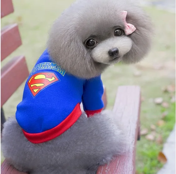 

D36 Spring Summer Pet dog Hoodie clothes Puppy Dog cat Superman T-shirt Vest Doggy Breathable Vest wholesale