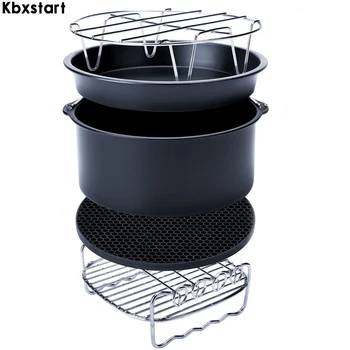 

Kbxstart 7 Inch 5 Pieces Air Fryer Accessories Friteuse freidora sin aceite Fit For 3.5-5.8QT Kitchen Home Cooking Tools