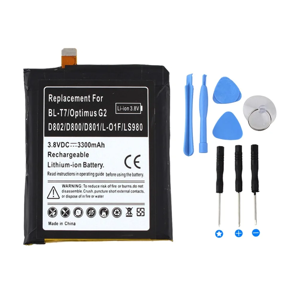 

High Capacity Battery For LG Optimus G2 BL-T7 D802 D800 D801 L-01F LS980 3300mAH Replacement Battery with 8 in1 Phone