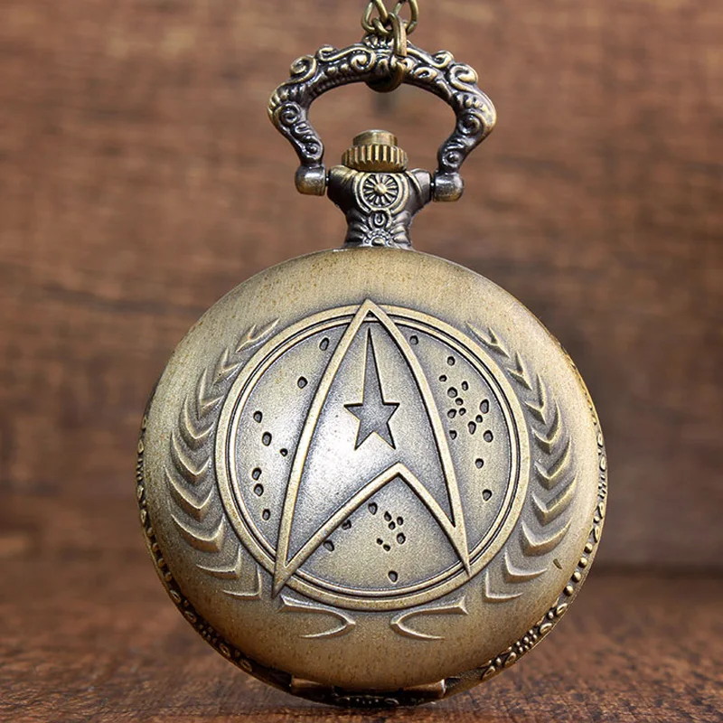 Винтаж тайна Star Trek кварцевые карманные часы с цепочкой кулон Цепочки и ожерелья Для женщин Для мужчин часы подарок