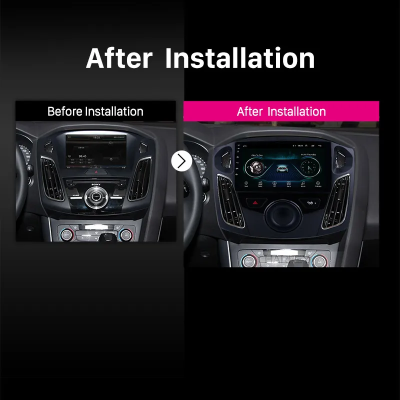 Top Harfey 9" HD Android8.1 GPS Car Navi Stereo for Ford Focus 2011 2012-2015 with Bluetooth WIFI 1080P USB Mirror Link OBD2 DVR SWC 3