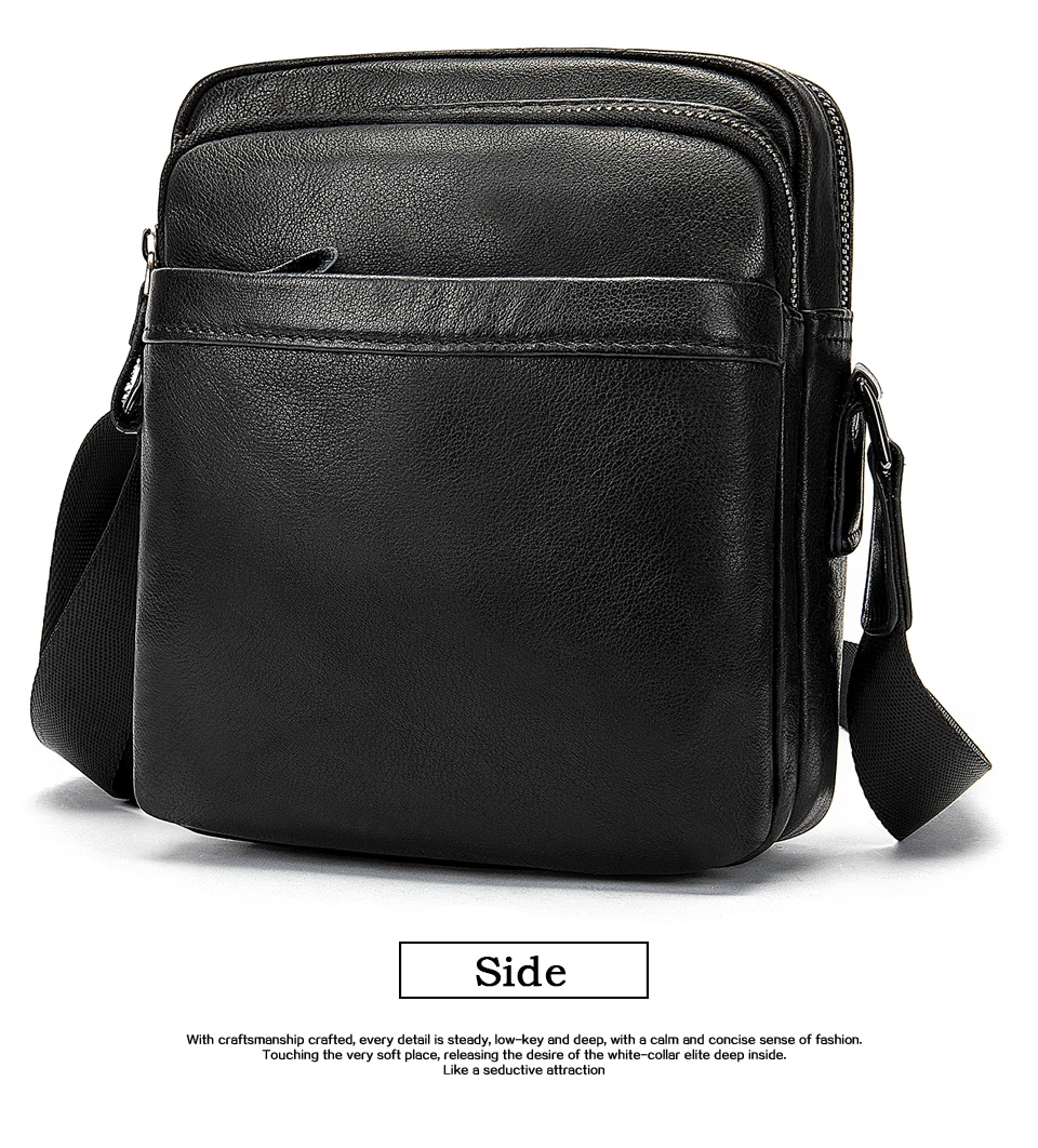 Men's Shoulder Bag for Men Crossbody Bags Genuine Leather Flap Small Male Bussiness Handbags with Zipper Messenger Bag 11