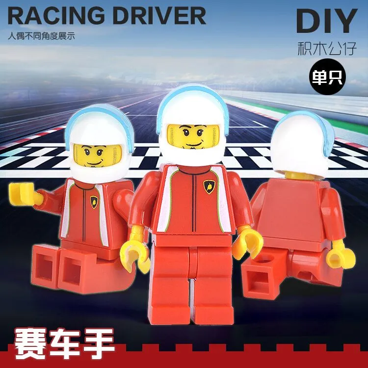 

Single Sale The Racing Driver with Helmet SUPER HEROES STAR WAR DIY minifig DIY Assemble Building Blocks Kids Toys Gift
