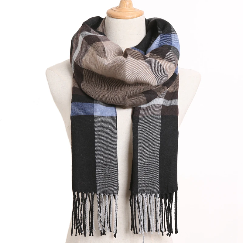 [VIANOSI] клетчатый зимний шарф женский тёплый платок одноцветные шарфы модные шарфы на каждый день кашемировые шарфы - Цвет: 41