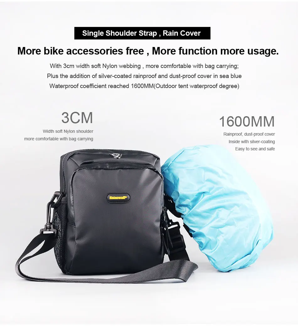 RHINOWALK 4L Bicycle Handlebar Bag Full Waterproof Folding Bike Front Bag Electric Bike Cycling Bag Panniers with Rain Cover