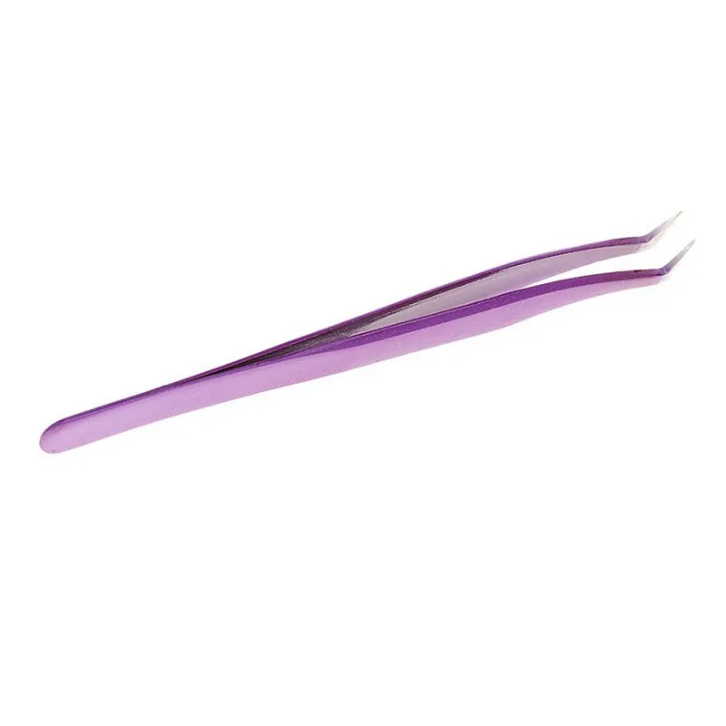 

Pro Beauty Precise Straight Curved Eyebrow Eyelashes Extension Tweezers Purple