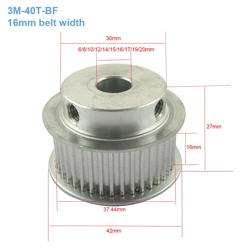 Шкив ГРМ HTD3M ширина ленты 40T 16 мм 6/8/10/12/14/15/16/17/20 зубчатый шкив 40 зубьев Алюминиевый
