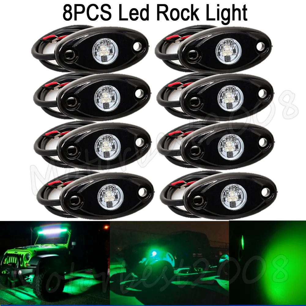 8pcs LED Rock Light Lamp 12V 24V 4x4 Under Wheel Body SUV ATV Boat