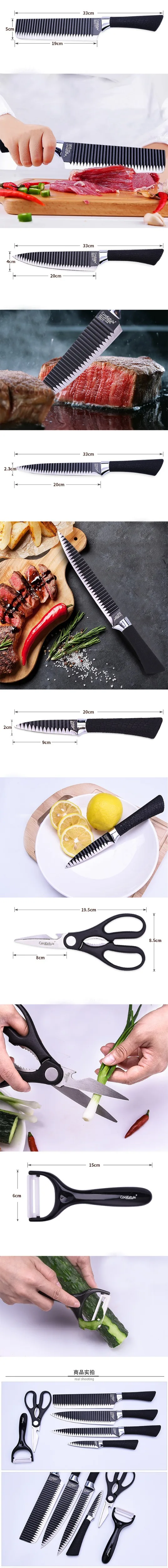 6 шт., набор кухонных ножей из нержавеющей стали нового стиля, нож для очистки фруктов, кухонный нож Santoku, японский набор кухонных ножей для нарезки