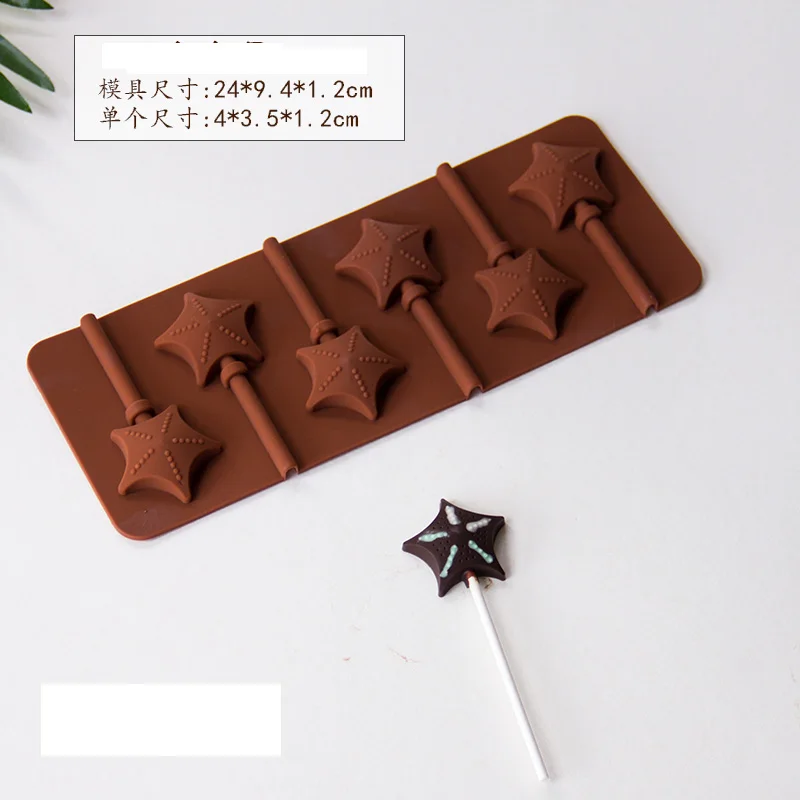 Круглый Цветок силиконовая форма для леденцов Поп палочки сумки украшения торта инструменты 3D ледяные конфеты шоколадные формы выпечки инструмент - Цвет: Starfish