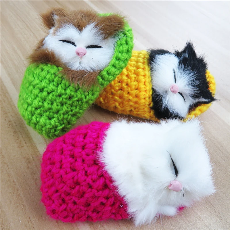 Super Cute Simulation Sounding Shoe Kittens Cats Plush Toys for Kids