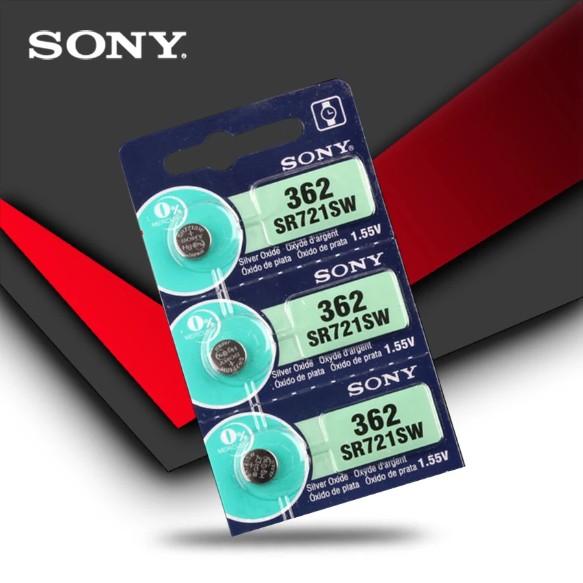 

3pc new Sony Original 362 SR721SW V362 GP62 AG1 1.55V Silver Oxide Watch Battery SR721SW 362 Button Coin Cell MADE IN JAPAN