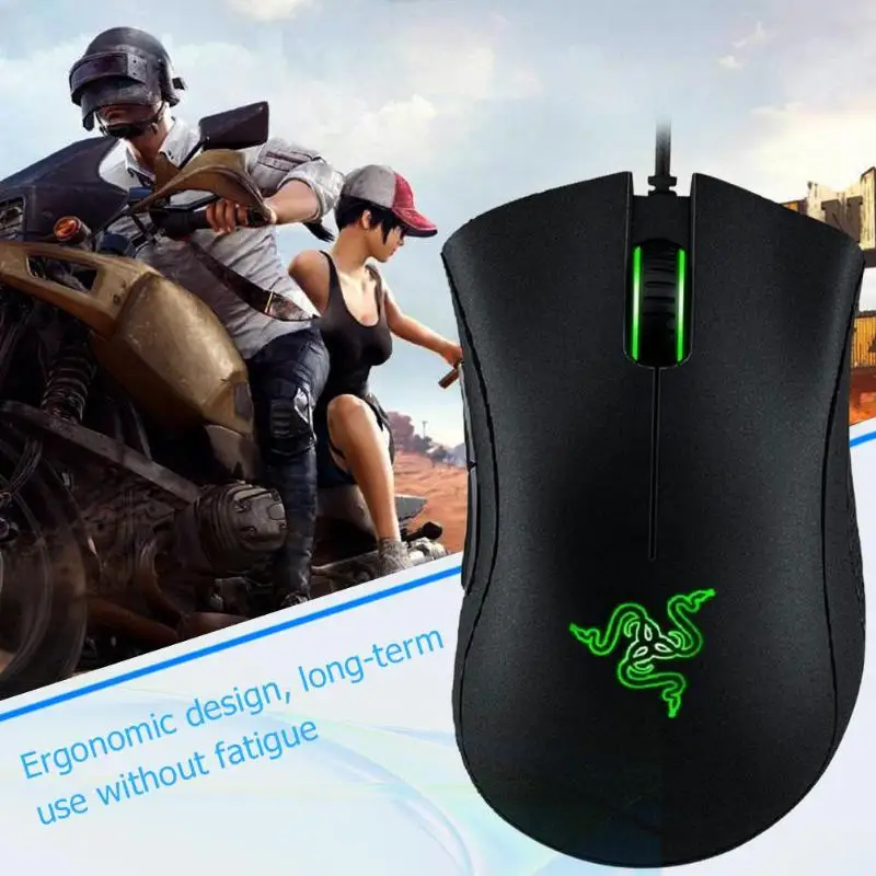 Razer DeathAdder Эфирная Проводная игровая мышь USB 5 программируемых кнопок 6400 dpi оптический сенсор эргономичные Мыши для ПК компьютера