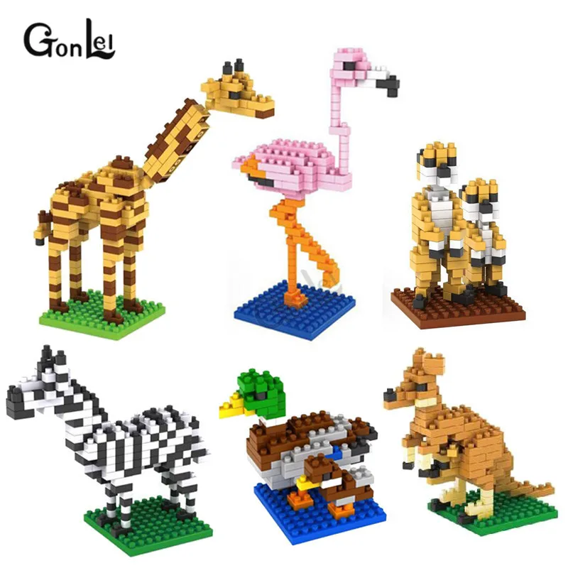 

Small Particles Building Blocks kangaroo Flamingo Giraffe Zebra Horse meerkat Assembling DIY Toys Dolls Gift Desk Decoration Toy