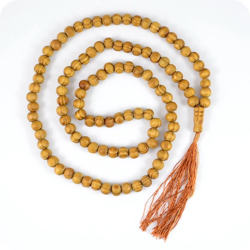 

10mm tassel Pine wood MALA PRAYER BEADS 108 beads Buddhism Hinduism and Yoga necklace fashion jewelry