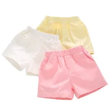 Летние От 3 до 15 лет, розовые шорты для девочек с большими карманами, хлопковое однотонное свободное нижнее белье, детская пляжная одежда, шорты для девочек