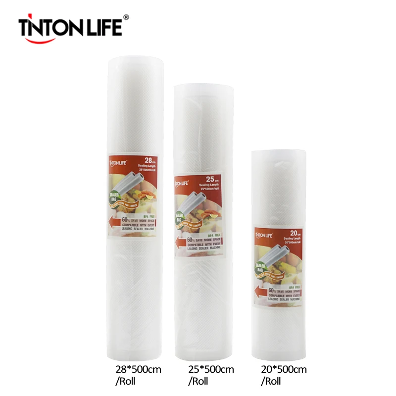 TINTON LIFE вакуумный упаковщик для пищевых продуктов, пакеты для хранения, вакуумные пластиковые рулоны, 5 размеров, пакеты для кухонного вакуумного упаковщика, чтобы сохранить продукты свежими