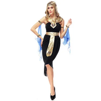 5pcs Adult Women Egyptian Goddess Costume Elegant Halloween Costumes for women Deguisement Adultes Arabian Queen Dance Clothes
