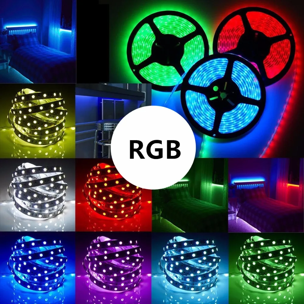 SMD 5050 RGB Светодиодная лента Водонепроницаемая 5 м 300 светодиодный DC 12 В RGBW RGBWW Fita светодиодный светильник гибкие неоновые ленты Luz монохромные