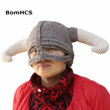 BomHCS Прохладный Большой шлем с рожками шапки бини шапки-Бог войны Шапки ручной работы вязаные шапки Для Мужчин's подарки женщине на день рождения вечерние