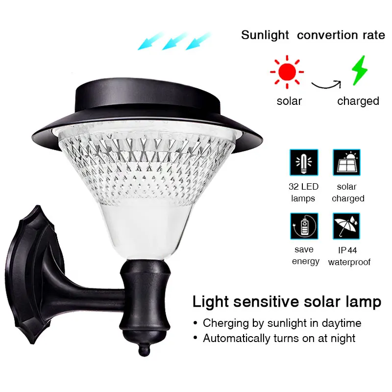 Baratos Jardín Solar trasctego 32 Leds luz Led Sensor lámpara de pared farolas solares potencia exterior impermeable Luminaria lámparas de batería