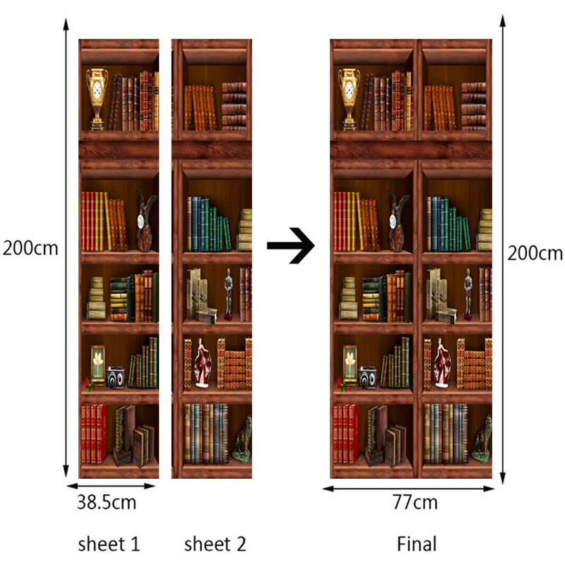ПВХ самоклеющиеся водонепроницаемые фотообои для книжной полки обои 3D китайский стиль двери Наклейка для ремонта гостиной кабинет 3D дверь Фреска