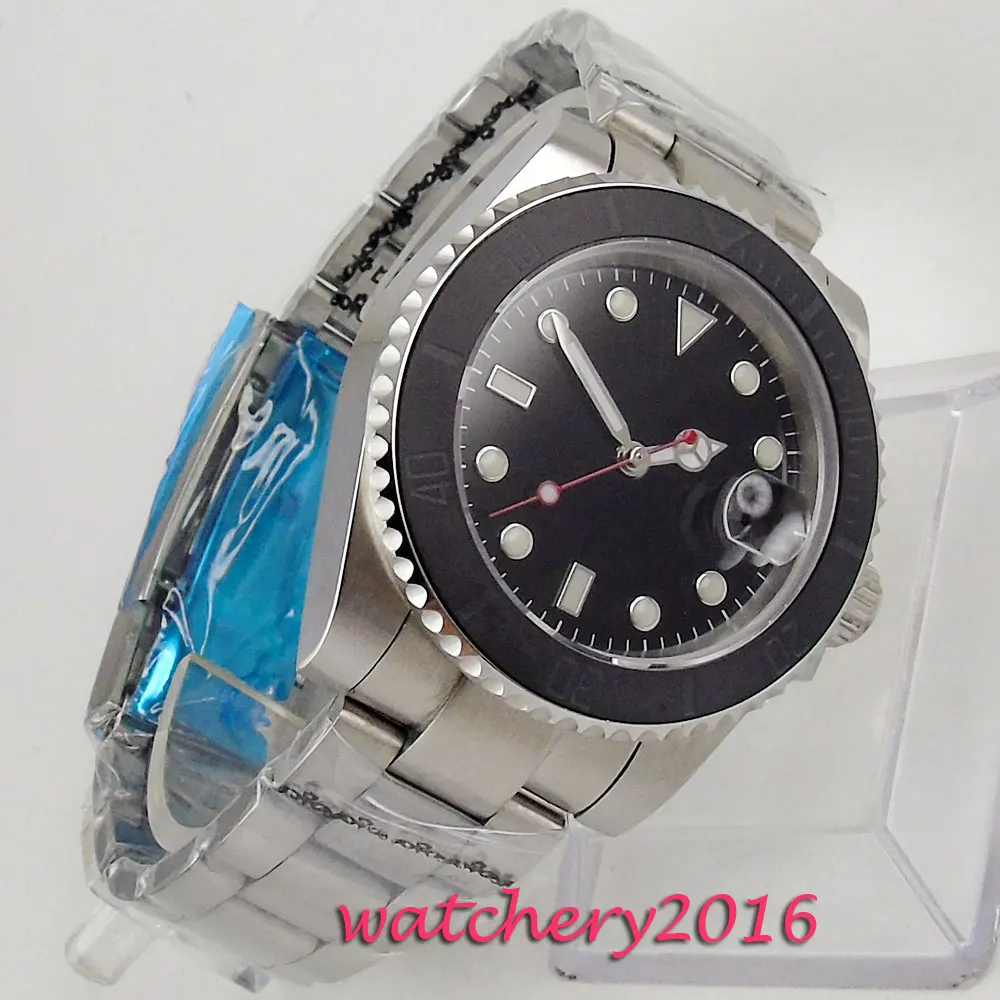 

NEW Arrive 43mm Bliger Black Dial Date Steel Case Rotating Bezel Sapphire Glass Luminous Hands Automatic Movement men's Watch