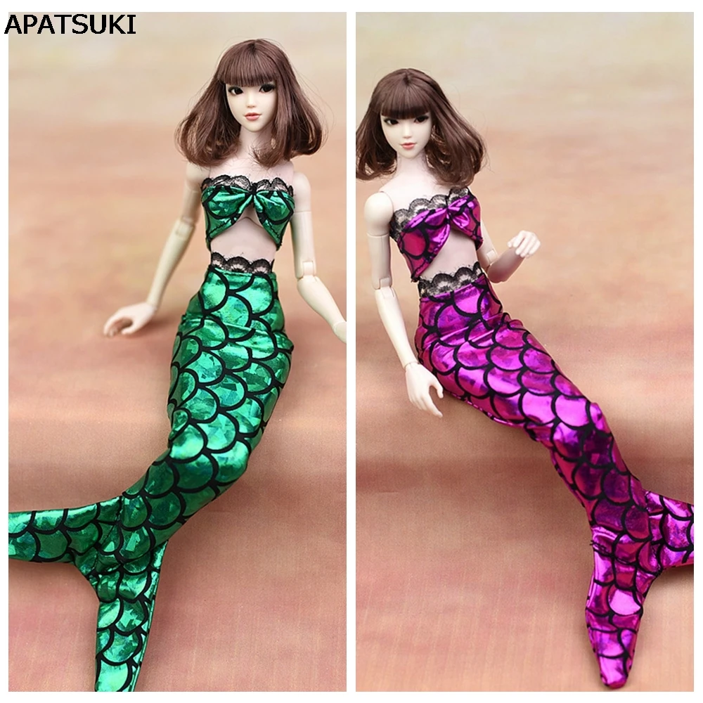 

Handmade Dolls Party Dress For Barbie Doll Gown Skirt Fashion Clothes For Barbie Dollhouse Genuine Mermaid Tail Dress Baby Toy