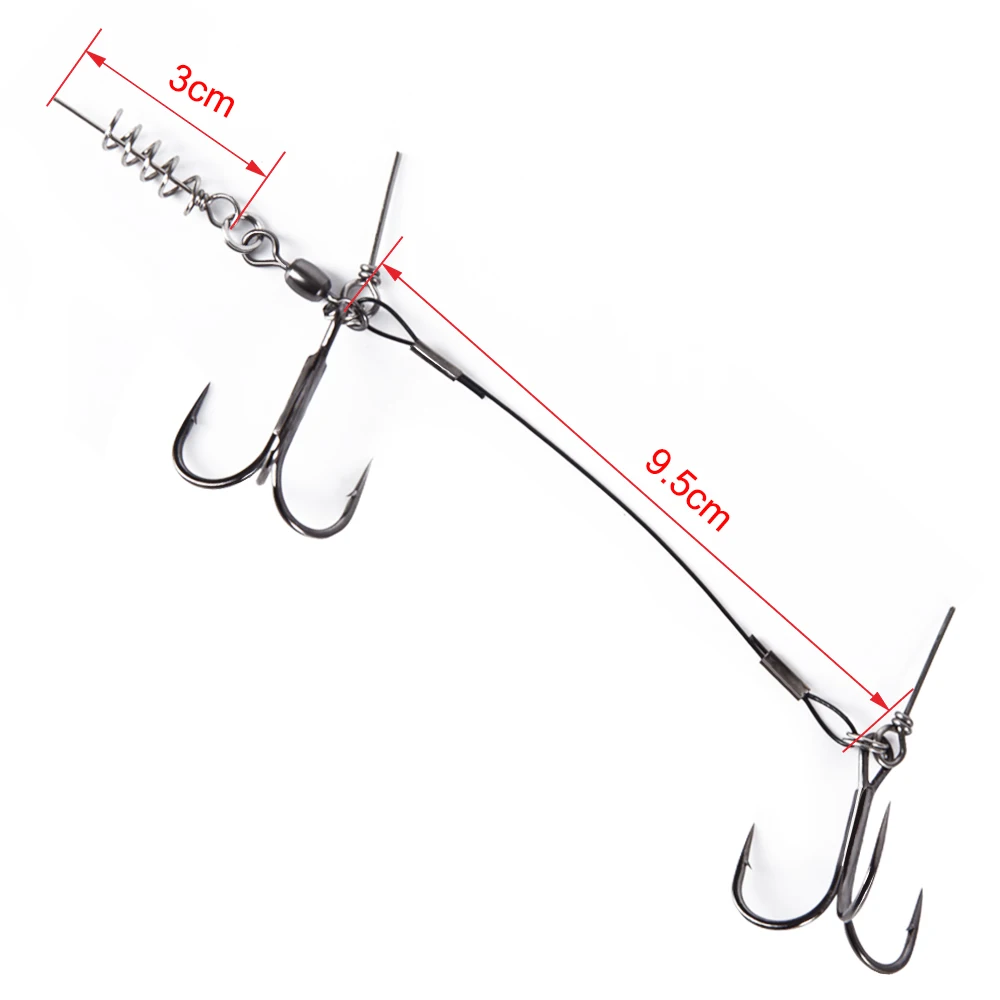 Hunthouse soft pike shad double hook ice fishing tools rig single double hook rigging big fishing tackle pike musky-3