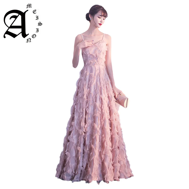 

2019 New Sexy Sleeveless a Line Prom Party Dress Spaghetti Strap Floor Length Haute Couture Evening Dresses